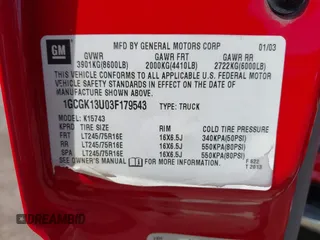 2003 Chevrolet Silverado 1500HD LS z VIN 1GCGK13U03F179543, wystawiony jako IAAI lot #42118862 z przebiegiem 118 128 mil mil oraz . Historia ofert i sprzedaży dostępna na DreamBid. Obrazek 9.