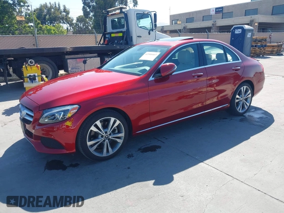 2018 Mercedes-Benz C 300 with VIN 55SWF4JB4JU264839, listed as a IAAI auction lot 42500465 with 28,115 mi miles and . Bid and sale history available at DreamBid. Image 2.