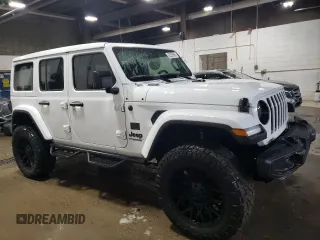 2022 Jeep Wrangler Unlimited Sahara with VIN 1C4HJXEG7NW172299, listed as a Copart auction lot 43535965 with 19,709 mi miles and Salvage Title. Bid and sale history available at DreamBid. Image 4.
