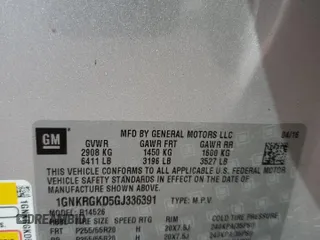 2016 Chevrolet Traverse LT z VIN 1GNKRGKD5GJ336391, wystawiony jako Copart lot #56931485 z przebiegiem 122 789 mil mil oraz Szkoda całkowita • Salvage title. Historia ofert i sprzedaży dostępna na DreamBid. Obrazek 13.