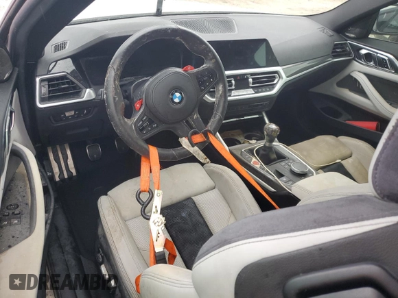 2021 BMW M4 with VIN WBS53AZ04MCG28925, listed as a Copart auction lot 73985524 with 0 mi miles and Salvage Title. Bid and sale history available at carsss.com. Image 8.