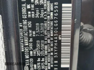 2020 Kia Sorento EX with VIN 5XYPH4A50LG676598, listed as a Copart auction lot 62464235 with 135,579 mi miles and Non repairable. Bid and sale history available at DreamBid. Image 13.