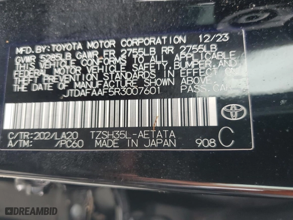 2024 Toyota Crown Platinum with VIN JTDAFAAF5R3007601, listed as a Copart auction lot 74541794 with 5,832 mi miles and Salvage Title. Bid and sale history available at carsss.com. Image 13.
