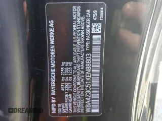 2019 BMW 4 Series 430i xDrive with VIN WBA4Z3C51KEN88803, listed as a Copart auction lot 50422424 with 47,588 mi miles and Salvage title. Bid and sale history available at DreamBid. Image 12.