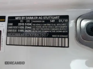 2019 Mercedes-Benz C 43 AMG z VIN WDDWK6EB7KF862607, wystawiony jako Copart lot #44260775 z przebiegiem 37 071 mil mil oraz Szkoda całkowita • Salvage title. Historia ofert i sprzedaży dostępna na DreamBid. Obrazek 12.