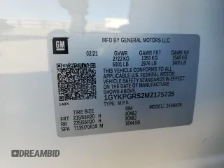 2021 Cadillac XT6 Sport with VIN 1GYKPGRS2MZ175735, listed as a Copart auction lot 88703045 with 26,902 mi miles and Salvage title. Bid and sale history available at DreamBid. Image 14.