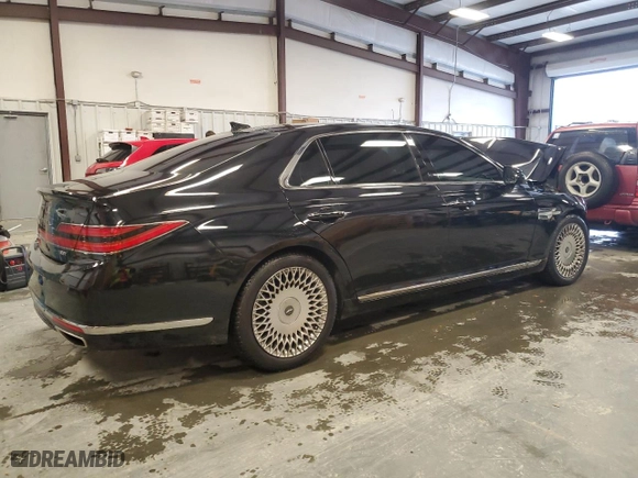 2020 Genesis G90 3.3T Premium with VIN KMTF34PA8LU081156, listed as a Copart auction lot 44808875 with 53,629 mi miles and Salvage Title. Bid and sale history available at carsss.com. Image 3.