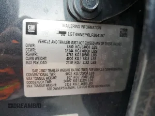2020 GMC Sierra 3500HD Denali z VIN 1GT49WEY0LF264197, wystawiony jako Copart lot #58761565 z przebiegiem 119 297 mil mil oraz Tytuł czysty. Historia ofert i sprzedaży dostępna na DreamBid. Obrazek 12.