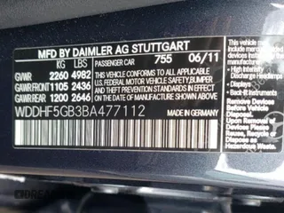 2011 Mercedes-Benz E 350 Luxury with VIN WDDHF5GB3BA477112, listed as a Copart auction lot 56210265 with Not provided miles and Salvage title. Bid and sale history available at DreamBid. Image 12.