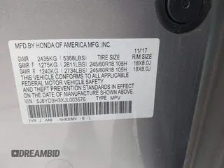 2018 Acura MDX with VIN 5J8YD3H3XJL003576, listed as a IAAI auction lot 41488826 with 92,322 mi miles and . Bid and sale history available at carsss.com. Image 9.