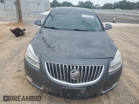 2011 Buick Regal CXL RL2 with VIN 2G4GP5EC8B9196834, listed as a Copart auction lot 74107594 with Not provided miles and Salvage title. Bid and sale history available at DreamBid. Image 5.