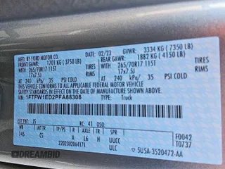 2023 Ford F-150 XL with VIN 1FTFW1ED2PFA88308, listed as a Copart auction lot 59336135 with 903 mi miles and Clean title. Bid and sale history available at DreamBid. Image 13.