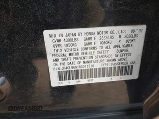 2008 Acura TSX Nav z VIN JH4CL96918C011516, wystawiony jako IAAI lot #42043374 z przebiegiem 136 520 mil mil oraz . Historia ofert i sprzedaży dostępna na DreamBid. Obrazek 9.