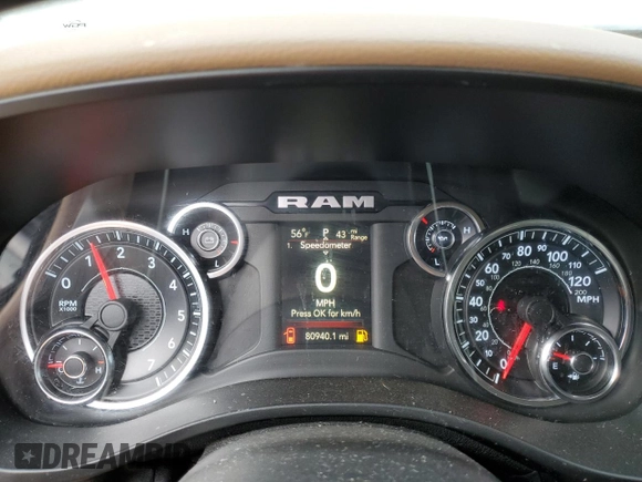 2020 Ram 1500 Big Horn with VIN 1C6RREBG7LN333492, listed as a Copart auction lot 81193644 with 80,940 mi miles and Clean Title. Bid and sale history available at carsss.com. Image 9.