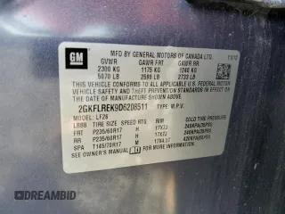 2013 GMC Terrain SLE with VIN 2GKFLREK9D6208511, listed as a Copart auction lot 62009425 with 105,603 mi miles and Clean title. Bid and sale history available at DreamBid. Image 13.