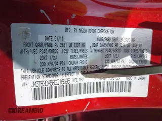 2011 Mazda CX-9 Grand Touring with VIN JM3TB3DA5B0316595, listed as a IAAI auction lot 42849889 with 232,619 mi miles and . Bid and sale history available at DreamBid. Image 9.