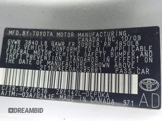2010 Toyota Corolla with VIN 2T1BU4EE0AC285881, listed as a IAAI auction lot 42194220 with Not Provided miles and . Bid and sale history available at DreamBid. Image 9.