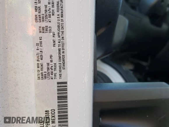 2023 Ram ProMaster Cargo with VIN 3C6MRVJG0PE514388, listed as a Copart auction lot 50252345 with Not Provided miles and Salvage Title. Bid and sale history available at DreamBid. Image 12.