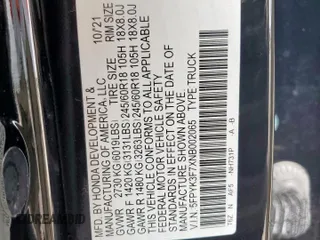 2022 Honda Ridgeline RTL-E z VIN 5FPYK3F7XNB002065, wystawiony jako Copart lot #62134335 z przebiegiem 73 934 mil mil oraz Szkoda całkowita • Salvage title. Historia ofert i sprzedaży dostępna na DreamBid. Obrazek 12.