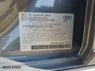 2018 Audi A4 allroad Premium Plus with VIN WA18NAF46JA173340, listed as a Copart auction lot 59203204 with 38,665 mi miles and Salvage Title. Bid and sale history available at carsss.com. Image 13.