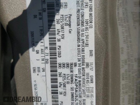 2018 Ford C-Max SE z VIN 1FADP5AU9JL101832, wystawiony jako Copart lot #58035695 z przebiegiem 111 574 mil mil oraz Szkoda całkowita • Salvage title. Historia ofert i sprzedaży dostępna na DreamBid. Obrazek 14.