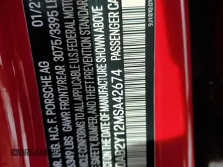 2021 Porsche Taycan 4S with VIN WP0AB2Y12MSA42674, listed as a Copart auction lot 42184295 with Not provided miles and Salvage title. Bid and sale history available at DreamBid. Image 14.