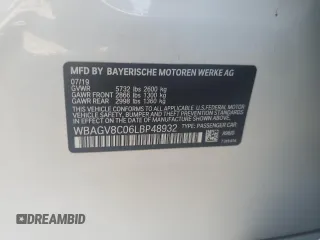 2020 BMW 8 Series M850i z VIN WBAGV8C06LBP48932, wystawiony jako Copart lot #57165015 z przebiegiem 55 731 mil mil oraz Szkoda całkowita • Salvage title. Historia ofert i sprzedaży dostępna na DreamBid. Obrazek 12.