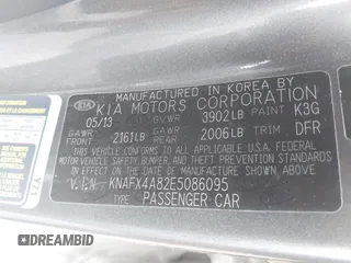 2014 Kia Forte EX with VIN KNAFX4A82E5086095, listed as a IAAI auction lot 42118745 with 151,040 mi miles. Bid and sale history available at carsss.com. Image 9.