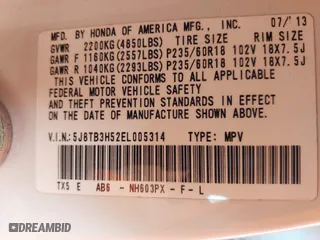 2014 Acura RDX Tech Pkg with VIN 5J8TB3H52EL005314, listed as a IAAI auction lot 41165032 with 98,295 mi miles. Bid and sale history available at carsss.com. Image 9.