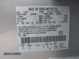 2009 Lincoln MKX with VIN 2LMDU88C59BJ00965, listed as a IAAI auction lot 41773766 with 228,588 mi miles. Bid and sale history available at carsss.com. Image 9.
