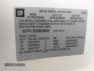 2009 Cadillac Escalade z VIN 1GYFK132X9R248668, wystawiony jako IAAI lot #42387096 z przebiegiem 164 464 mil mil oraz . Historia ofert i sprzedaży dostępna na DreamBid. Obrazek 9.