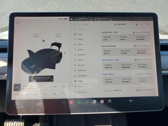 2021 Tesla Model 3 Standard Range Plus with VIN 5YJ3E1EA3MF996701, listed as a Copart auction lot 47013195 with 34,177 mi miles and Salvage Title. Bid and sale history available at carsss.com. Image 9.