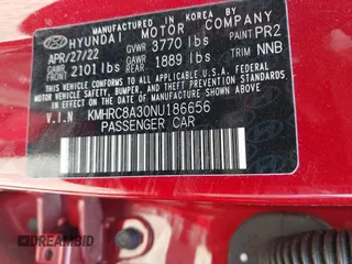 2022 Hyundai Venue SEL с VIN KMHRC8A30NU186656, выставлен на аукционе IAAI как лот 42311714 с пробегом 25 962 миль миль и . История ставок и продаж доступна на DreamBid. Изображение 9.