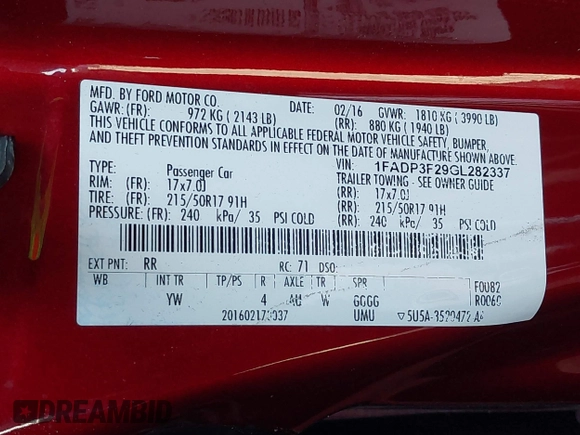 2016 Ford Focus SE с VIN 1FADP3F29GL282337, выставлен на аукционе IAAI как лот 41714690 с пробегом 126 322 миль миль и . История ставок и продаж доступна на DreamBid. Изображение 9.