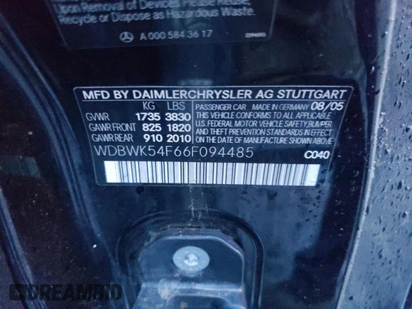 2006 Mercedes-Benz SLK 280 z VIN WDBWK54F66F094485, wystawiony jako Copart lot #41448185 z przebiegiem 34 990 mil mil oraz Nie do naprawy. Historia ofert i sprzedaży dostępna na DreamBid. Obrazek 12.