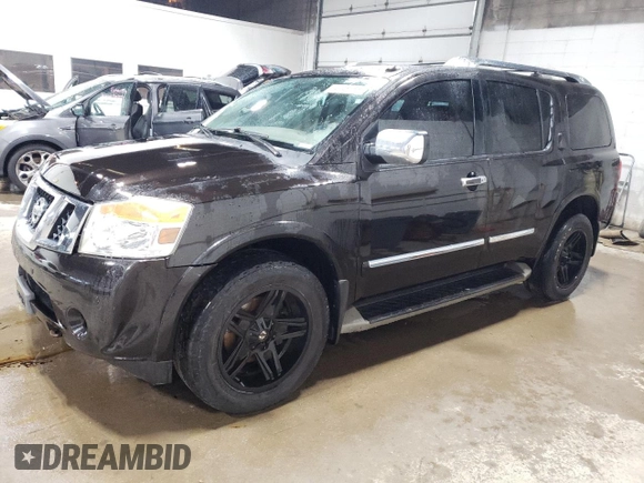 2011 Nissan Armada Platinum z VIN 5N1AA0NC6BN621460, wystawiony jako Copart lot #54748765 z przebiegiem 175 133 mil mil oraz Czysty tytuł • Clean title. Historia ofert i sprzedaży dostępna na DreamBid. Obrazek 1.
