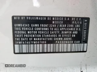 2015 Volkswagen Golf SportWagen TDI SE with VIN 3VWFA7AU7FM507899, listed as a Copart auction lot 47577565 with 234,724 mi miles and Salvage Title. Bid and sale history available at carsss.com. Image 14.