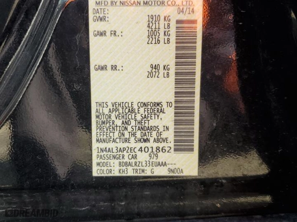 2014 Nissan Altima 2.5 SL with VIN 1N4AL3AP2EC401862, listed as a Copart auction lot 48130525 with 115,604 mi miles and Salvage Title. Bid and sale history available at carsss.com. Image 12.