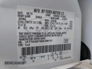 2011 Ford F-250 XL with VIN 1FT7W2BT0BEA98131, listed as a IAAI auction lot 42310427 with 299,856 mi miles and . Bid and sale history available at DreamBid. Image 9.