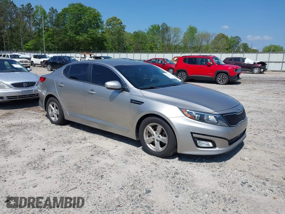 2014 Kia Optima LX with VIN KNAGM4A79E5470198, listed as a IAAI auction lot 42142484 with 169,140 mi miles. Bid and sale history available at carsss.com. Image 1.