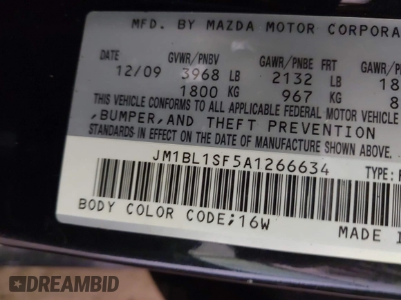 2010 Mazda 3 i Sport with VIN JM1BL1SF5A1266634, listed as a IAAI auction lot 42760738 with 98,783 mi miles and . Bid and sale history available at DreamBid. Image 9.