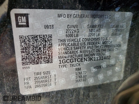 2019 Chevrolet Colorado 4WD LT z VIN 1GCGTCEN3K1131402, wystawiony jako Copart lot #42211355 z przebiegiem 69 724 mil mil oraz Szkoda całkowita • Salvage title. Historia ofert i sprzedaży dostępna na DreamBid. Obrazek 14.