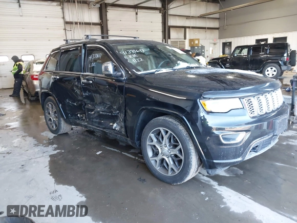 2020 Jeep Grand Cherokee Overland with VIN 1C4RJFCG6LC435298, listed as a IAAI auction lot 41378617 with 58,000 mi miles. Bid and sale history available at carsss.com. Image 1.