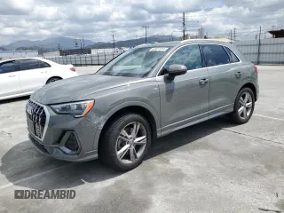 2020 Audi Q3 S line Premium with VIN WA1DECF32L1047366, listed as a Copart auction lot 48927274 with 0 mi miles and Salvage Title. Bid and sale history available at carsss.com. Image 1.