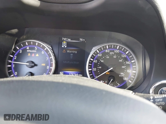 2015 Infiniti Q50 Premium with VIN JN1BV7AP1FM340227, listed as a IAAI auction lot 41662965 with 129,766 mi miles. Bid and sale history available at carsss.com. Image 7.