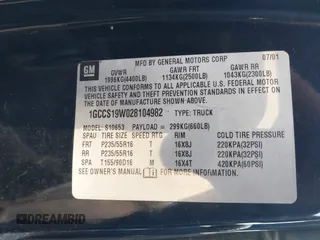 2002 Chevrolet S-10 LS with VIN 1GCCS19W028104982, listed as a IAAI auction lot 42017925 with 114,564 mi miles. Bid and sale history available at carsss.com. Image 9.