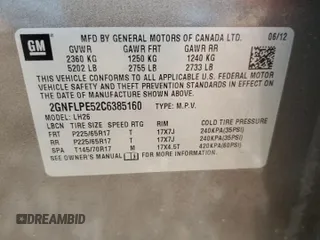 2012 Chevrolet Equinox 2LT z VIN 2GNFLPE52C6385160, wystawiony jako Copart lot #47302445 z przebiegiem 69 592 mil mil oraz Szkoda całkowita • Salvage title. Historia ofert i sprzedaży dostępna na DreamBid. Obrazek 15.
