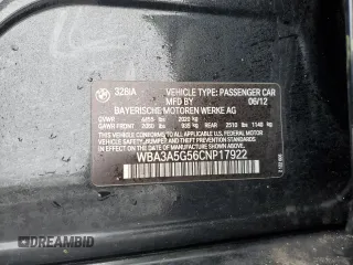 2012 BMW 3 Series 328i with VIN WBA3A5G56CNP17922, listed as a Copart auction lot 45274745 with 144,599 mi miles and Salvage Title. Bid and sale history available at carsss.com. Image 14.