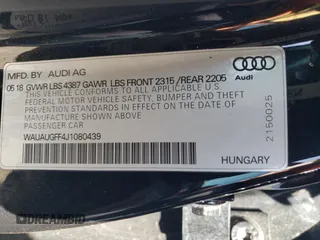 2018 Audi A3 Sedan Premium with VIN WAUAUGFF4J1080439, listed as a Copart auction lot 79664063 with 62,201 mi miles. Bid and sale history available at carsss.com. Image 15.