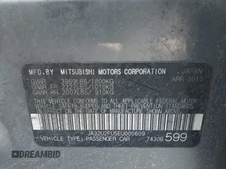 2014 Mitsubishi Lancer ES z VIN JA32U2FU5EU000609, wystawiony jako IAAI lot #41785055 z przebiegiem 140 496 mil mil oraz . Historia ofert i sprzedaży dostępna na DreamBid. Obrazek 9.